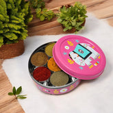 Hand Painted Eelephant Print Spice Box With 7 Compartments
